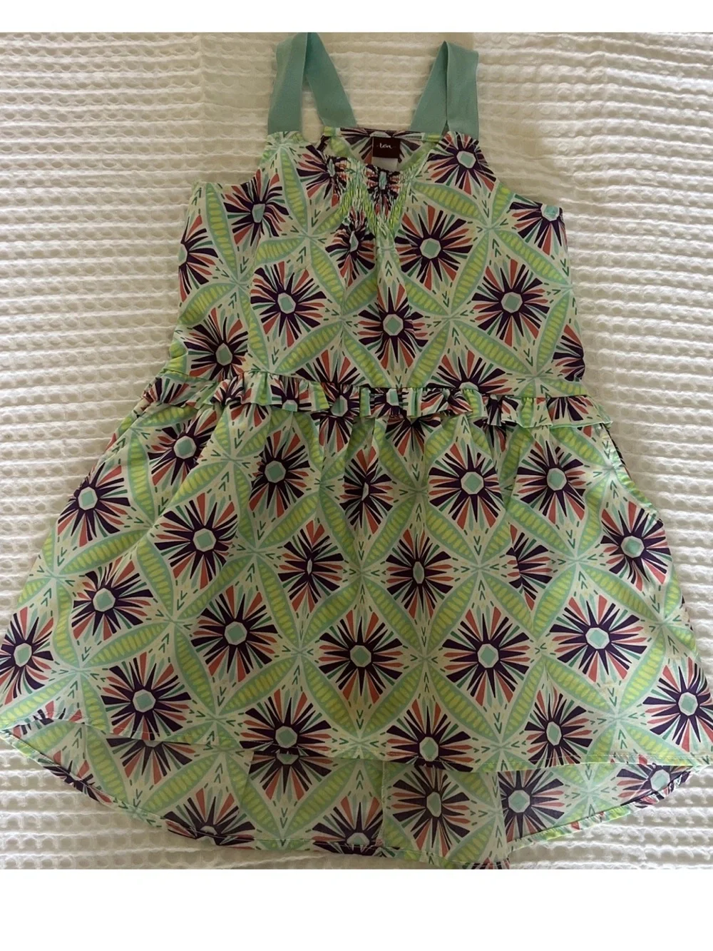 Tea Collection Mint/purple/pink  Geo Floral Sundress 4T
